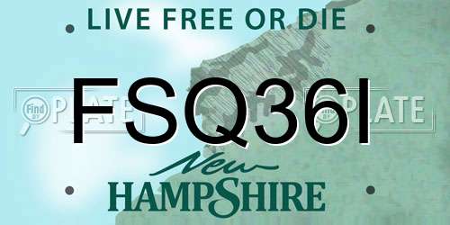 FSQ36I New Hampshire License Plate