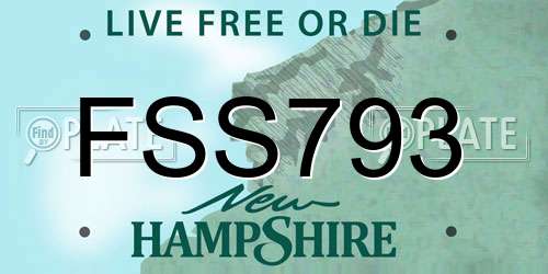 FSS793 New Hampshire License Plate