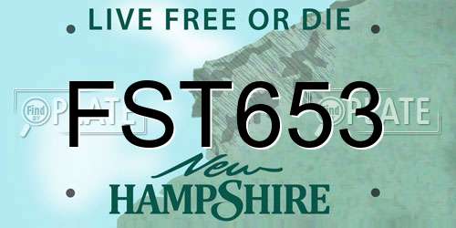 FST653 New Hampshire License Plate