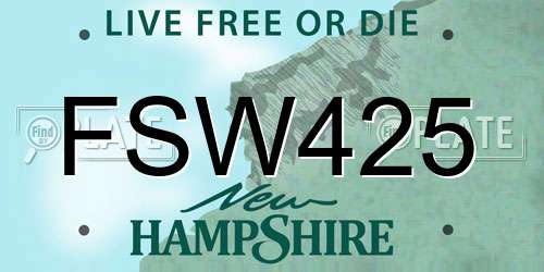 FSW425 New Hampshire License Plate