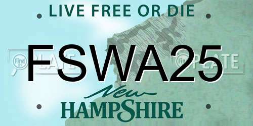 FSWA25 New Hampshire License Plate