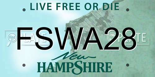 FSWA28 New Hampshire License Plate