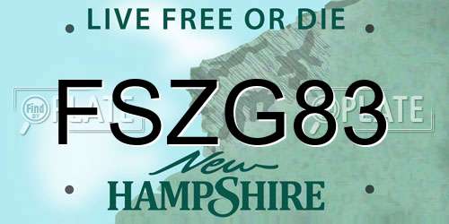 FSZG83 New Hampshire License Plate