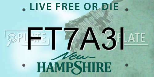 FT7A3I New Hampshire License Plate