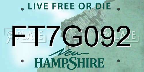 FT7G092 New Hampshire License Plate