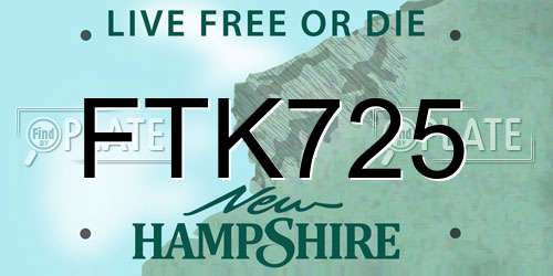 FTK725 New Hampshire License Plate