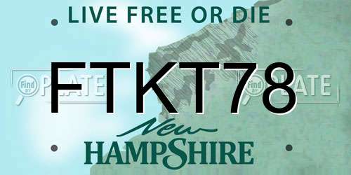 FTKT78 New Hampshire License Plate