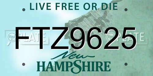 FTZ9625 New Hampshire License Plate