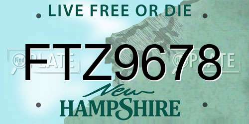 FTZ9678 New Hampshire License Plate