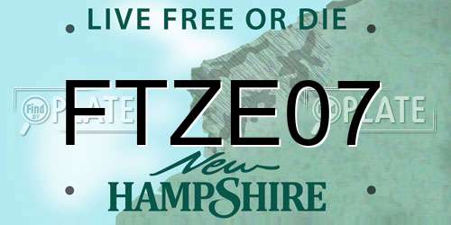 FTZE07 New Hampshire License Plate