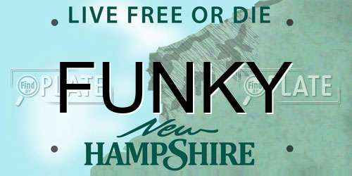 FUNKY New Hampshire License Plate