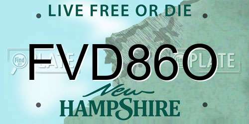 FVD86O New Hampshire License Plate