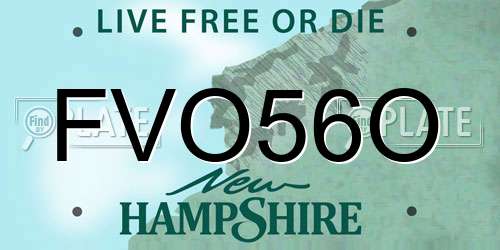 FVO56O New Hampshire License Plate