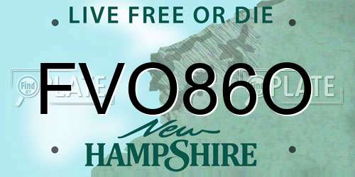 FVO86O New Hampshire License Plate