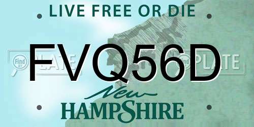 FVQ56D New Hampshire License Plate