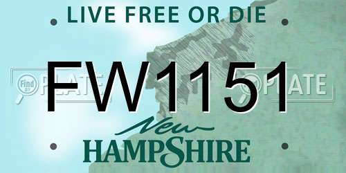 FW1151 New Hampshire License Plate