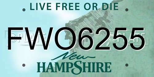FWO6255 New Hampshire License Plate