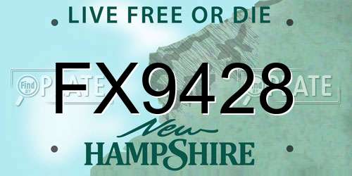 FX9428 New Hampshire License Plate