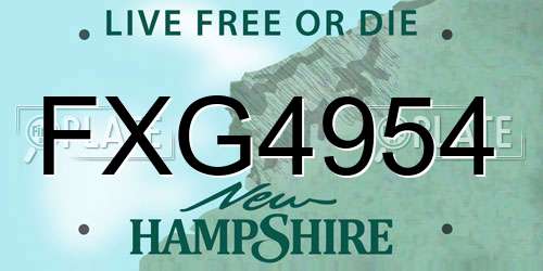 FXG4954 New Hampshire License Plate