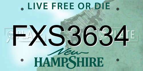 FXS3634 New Hampshire License Plate