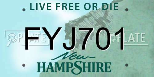 FYJ701 New Hampshire License Plate