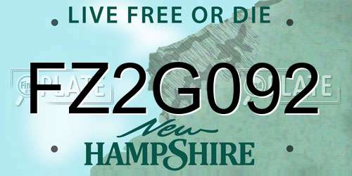 FZ2G092 New Hampshire License Plate