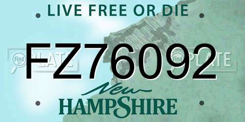 FZ76092 New Hampshire License Plate