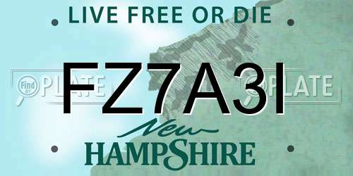 FZ7A3I New Hampshire License Plate