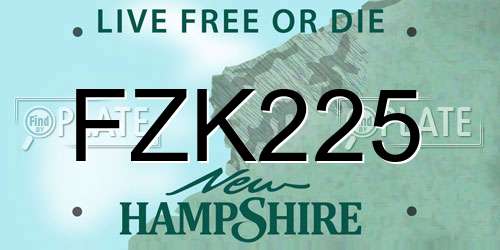 FZK225 New Hampshire License Plate