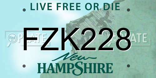 FZK228 New Hampshire License Plate