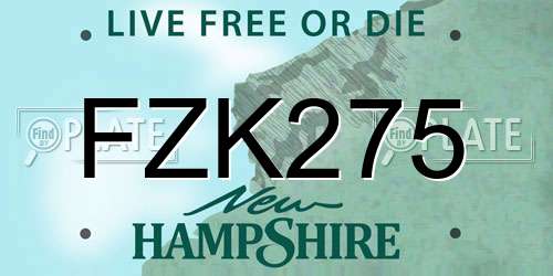 FZK275 New Hampshire License Plate