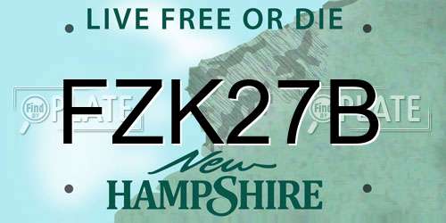 FZK27B New Hampshire License Plate