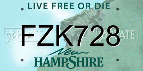 FZK728 New Hampshire License Plate