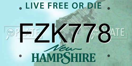 FZK778 New Hampshire License Plate