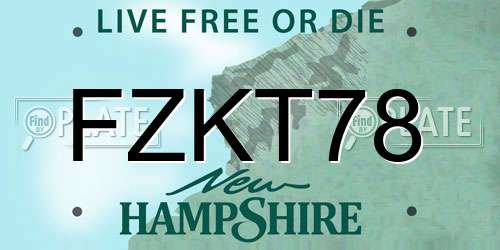 FZKT78 New Hampshire License Plate