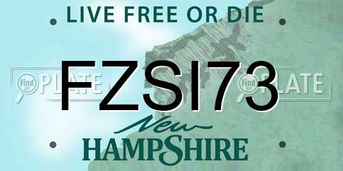 FZSI73 New Hampshire License Plate