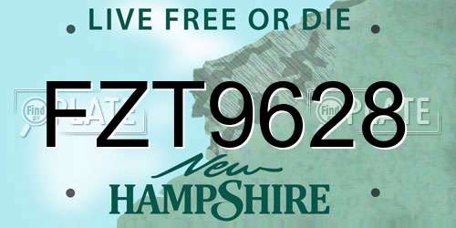 FZT9628 New Hampshire License Plate