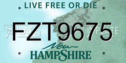 FZT9675 New Hampshire License Plate