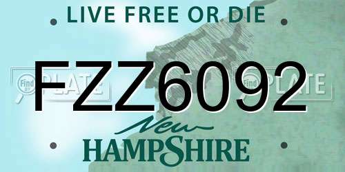 FZZ6092 New Hampshire License Plate