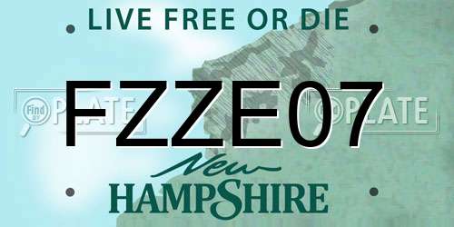 FZZE07 New Hampshire License Plate