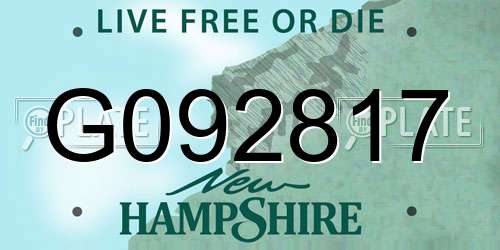 G092817 New Hampshire License Plate