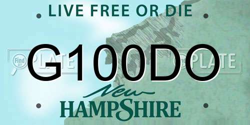 G100DO New Hampshire License Plate