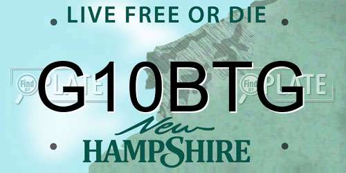 G10BTG New Hampshire License Plate