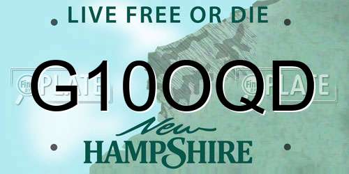 G10OQD New Hampshire License Plate