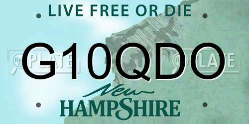G10QDO New Hampshire License Plate