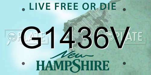 G1436V New Hampshire License Plate