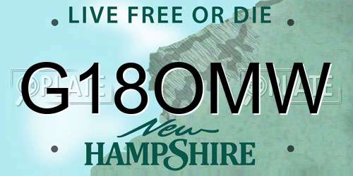 G18OMW New Hampshire License Plate