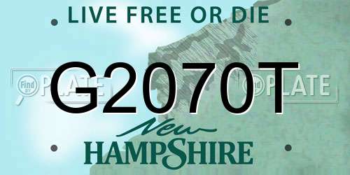 G2070T New Hampshire License Plate