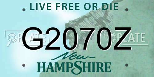 G2070Z New Hampshire License Plate