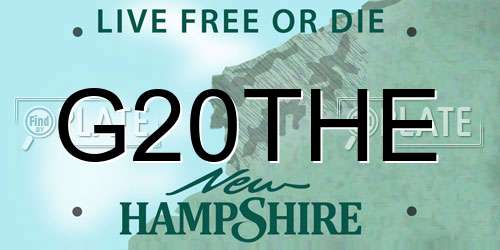 G20THE New Hampshire License Plate